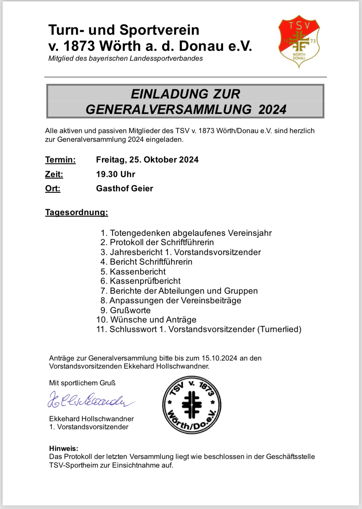 Generalversammlung @ Gasthof Geier